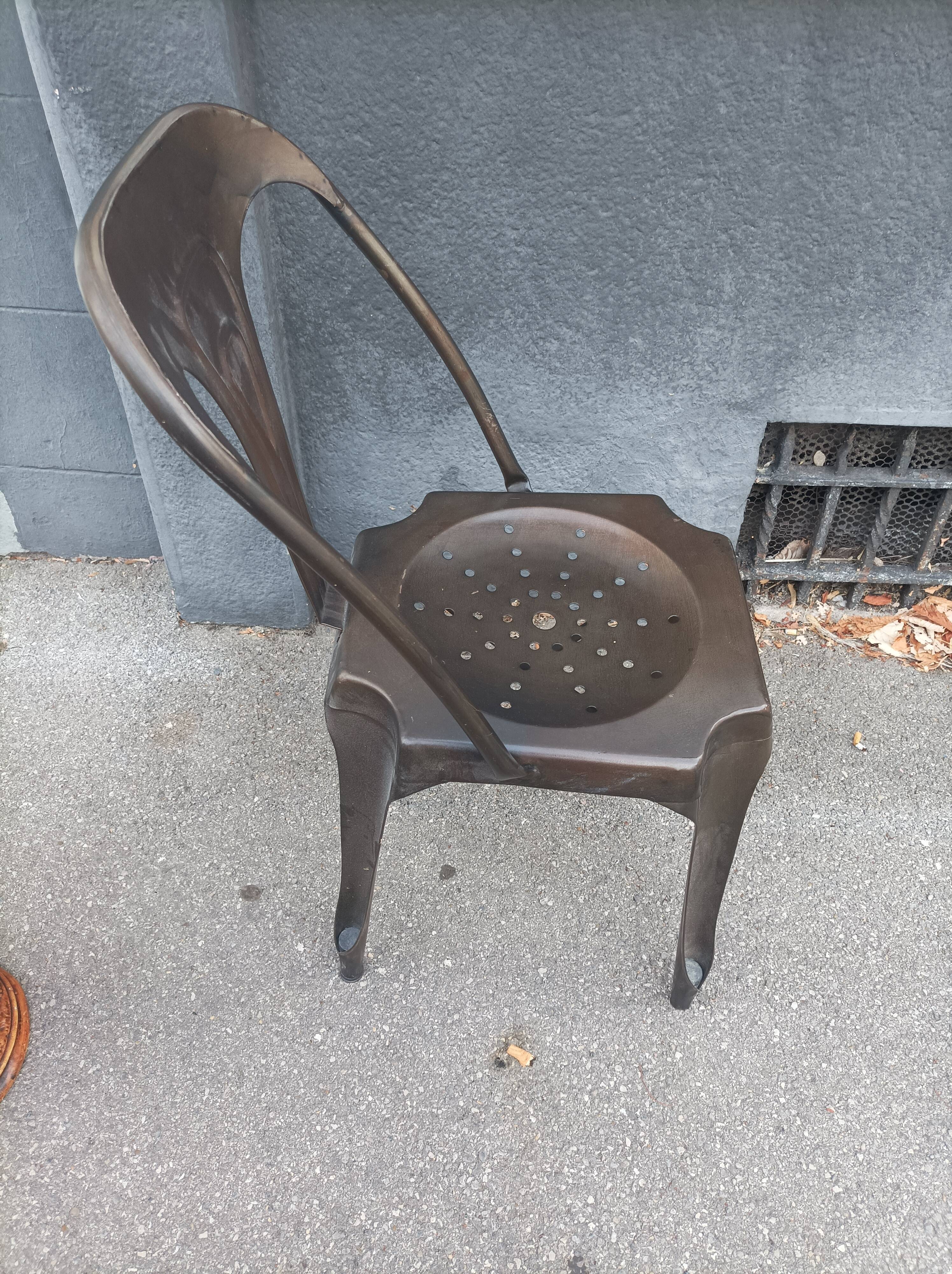 Industrial chair multipl's brushed metal Joseph Mathieu 1930