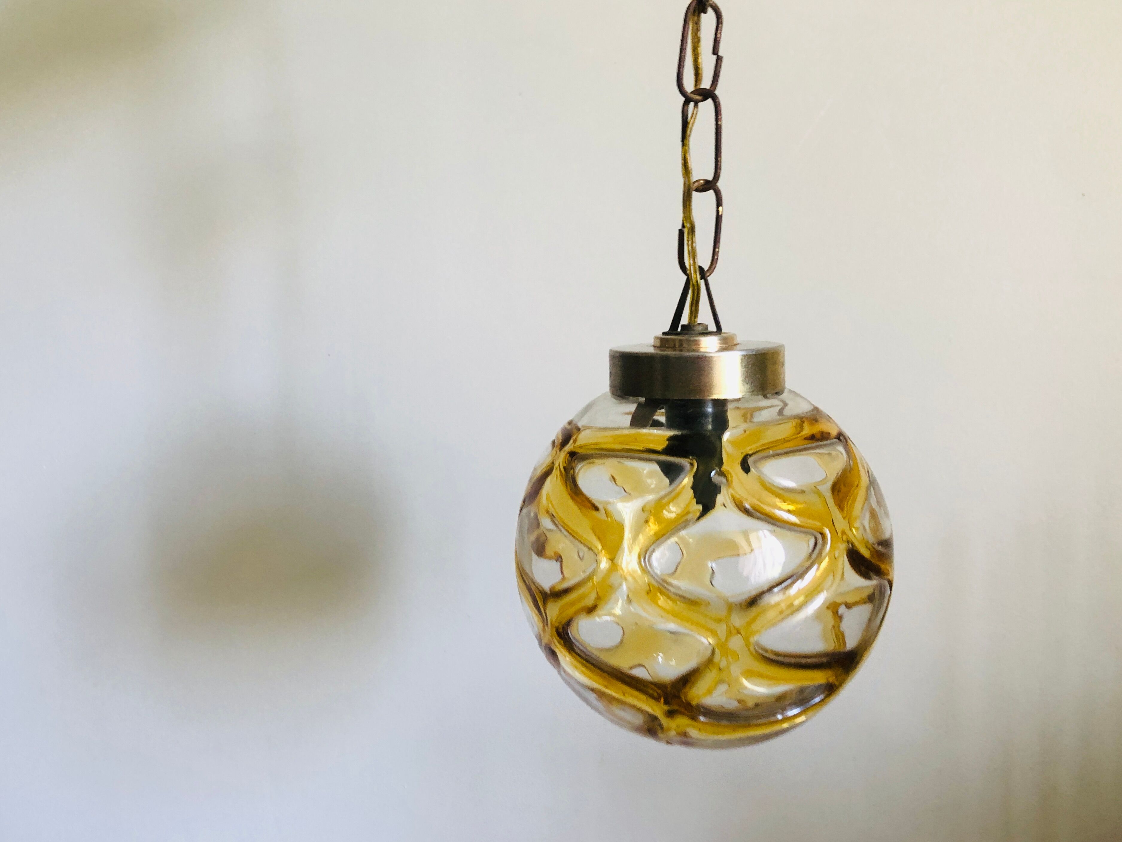 Yellow blown glass globe suspension 1960