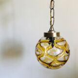 Yellow blown glass globe suspension 1960