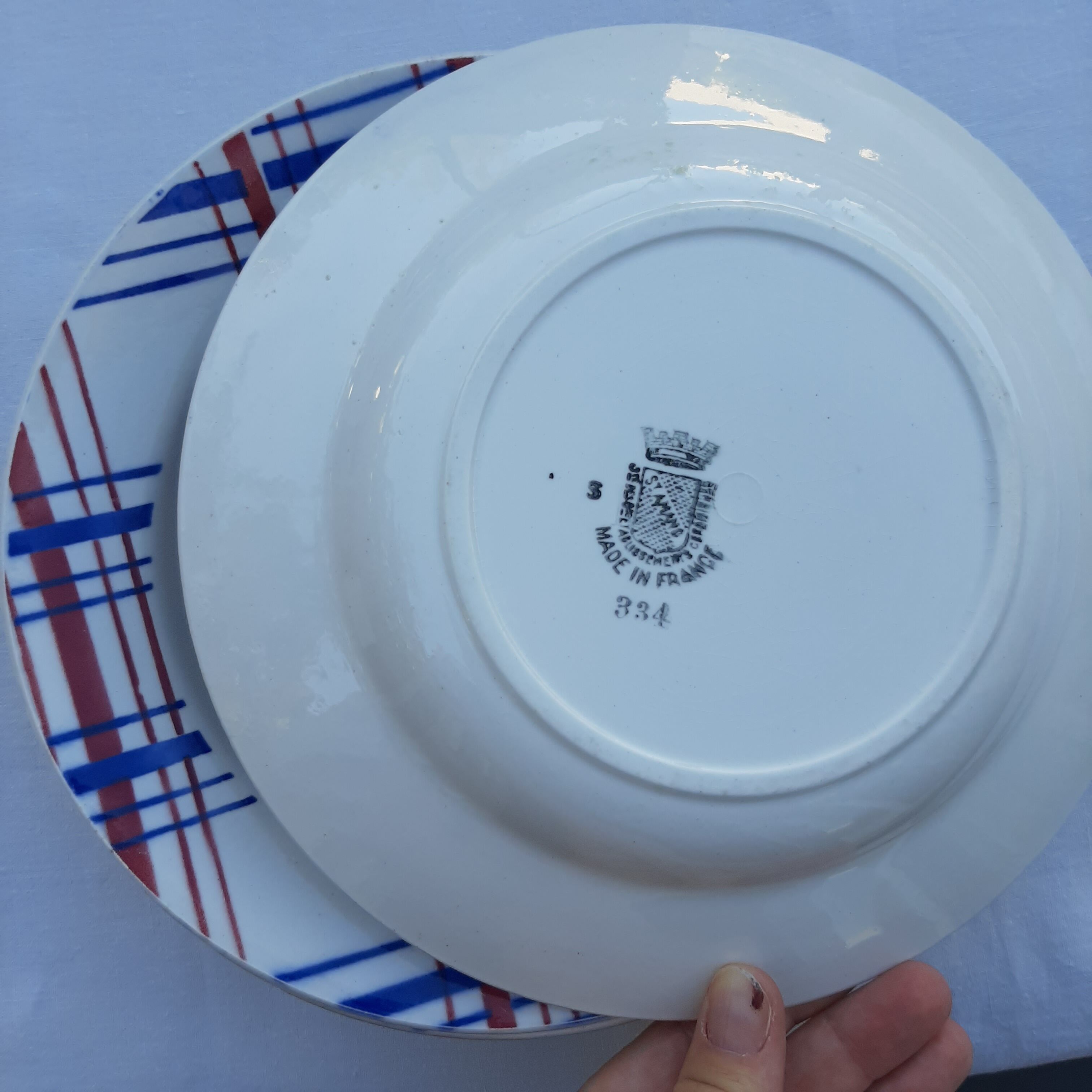 6 vintage grid plates St Amand