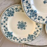 5 flat plates Terre de Fer Sarreguemines model "Estrèes" XIXth