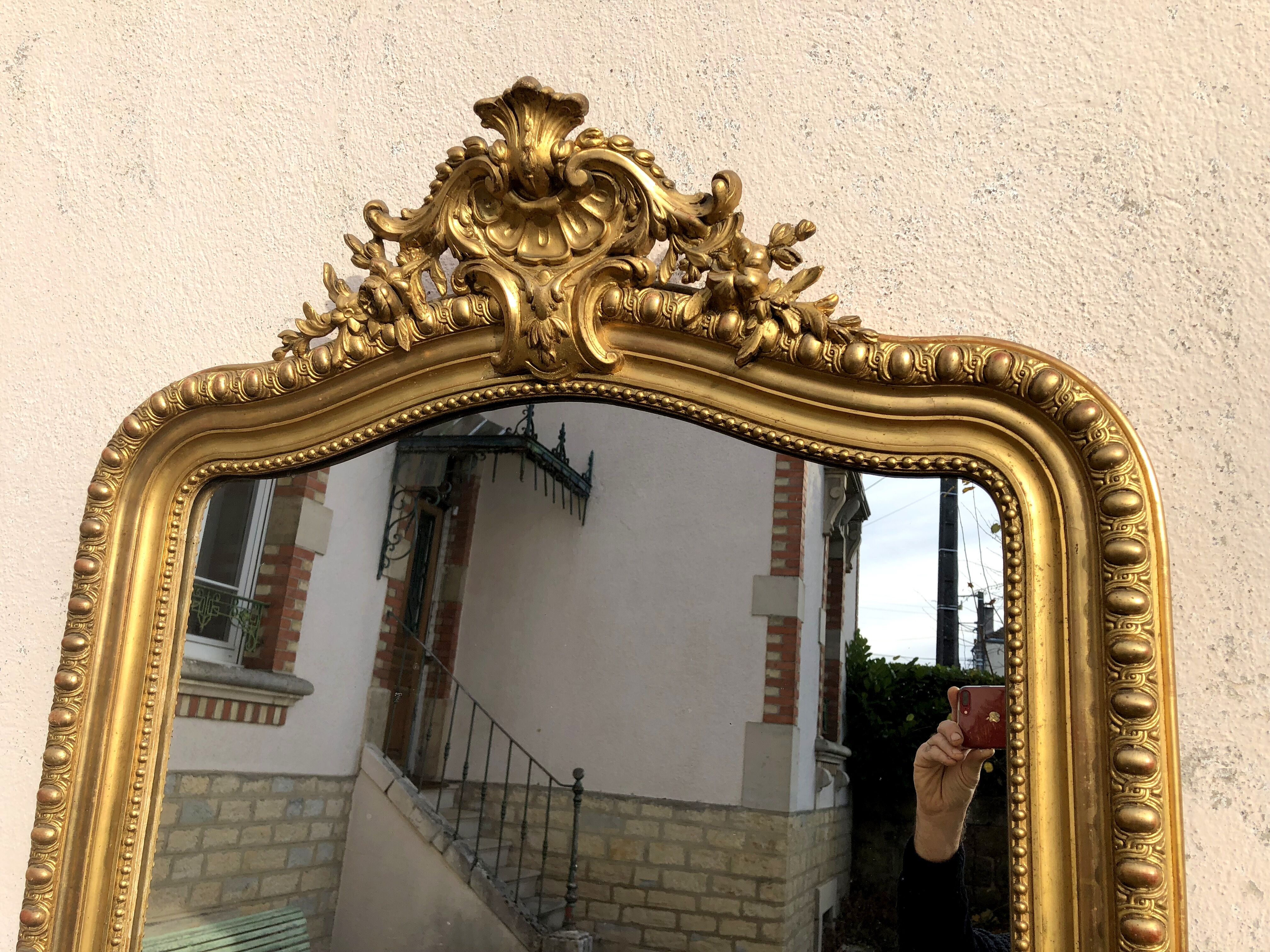 Large mirror 150 x 85 CM former gilding sheet d gold napoleon III