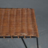 Table basse en osier des années 1950 des Pays-Bas