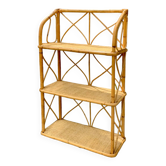Étagère vintage en bambou et rotin