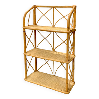 Vintage bamboo and rattan shelf