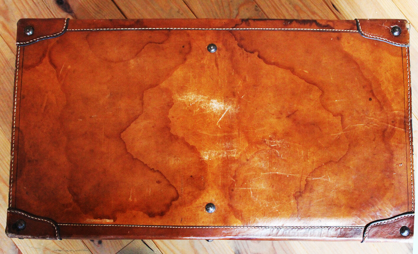 Antique XXL leather suitcase