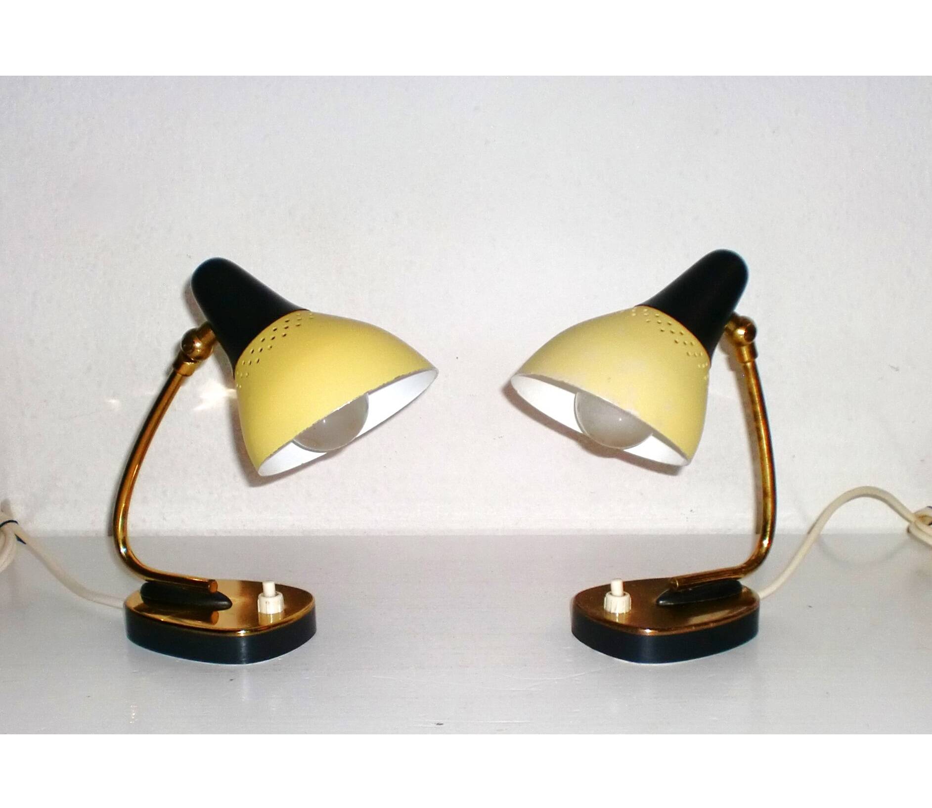 Pair of 1950s Design Bedside Table Lamps Art Nouveau, Stilnovo, Rockabilly