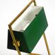 1960s Temde table lamp with a brass frame, teak base, and green lampshade