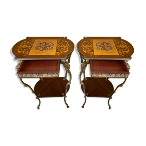 Paire de guéridons en - 1900 bois