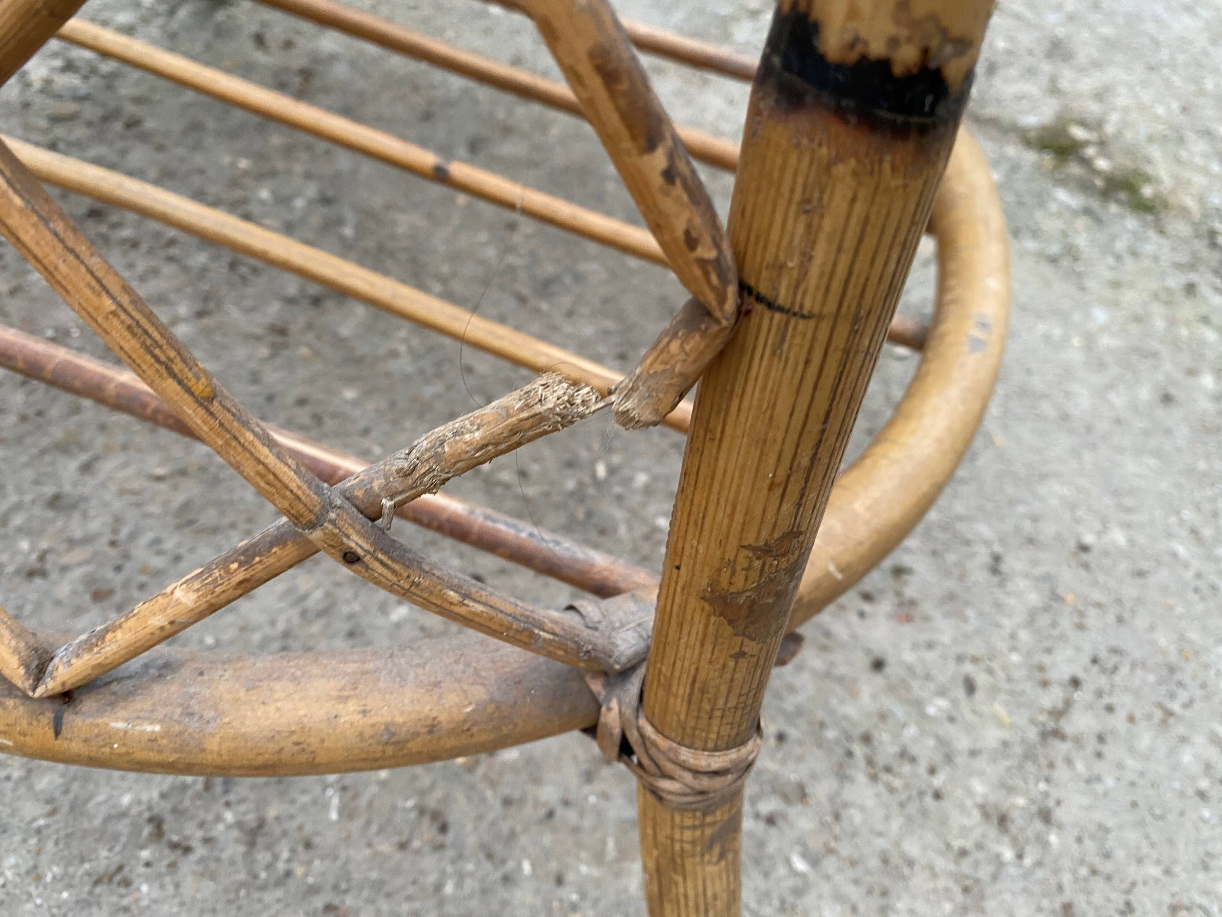 Vintage 1970s rattan coat rack