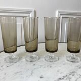 Set of 4 champagne flutes in smoked glass 70s
