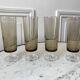 Set of 4 champagne flutes in smoked glass 70s