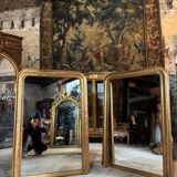 Pair of Louis Philippe period mirrors in gilded wood 1.30m x 89cm