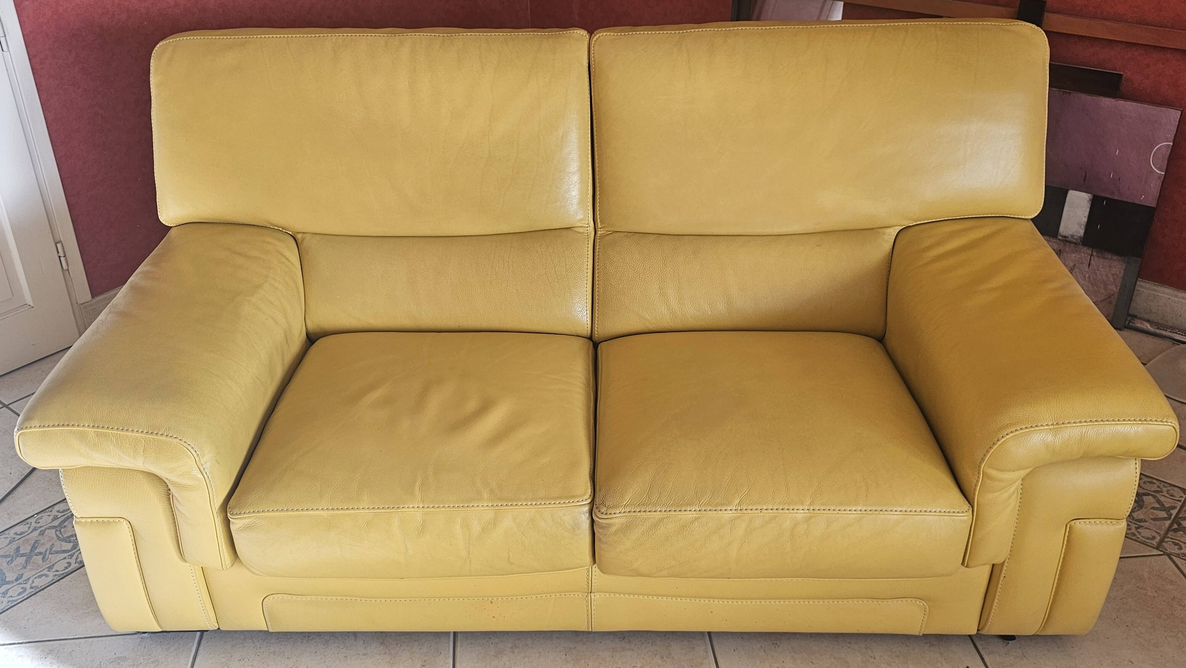 Canapé 2pl -roche bobois- cuir de vachette pleine fleur