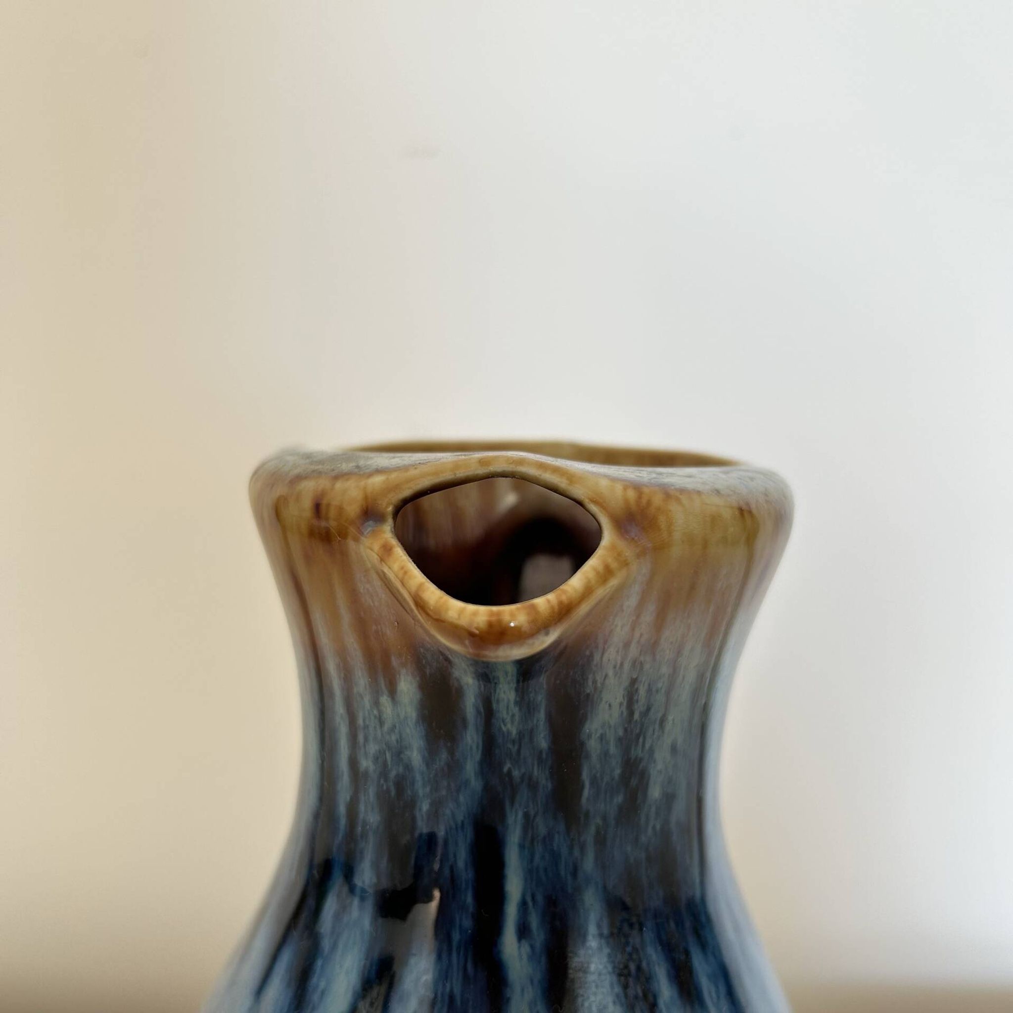 Flamed blue tripod jug