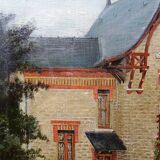 Large painting "Villa Camille" from the 1940s-60s, oil on canvas signed M. Lesoll.