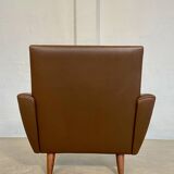 Vintage retro Danish mid-century G. Thams club chair in brown leather 60s