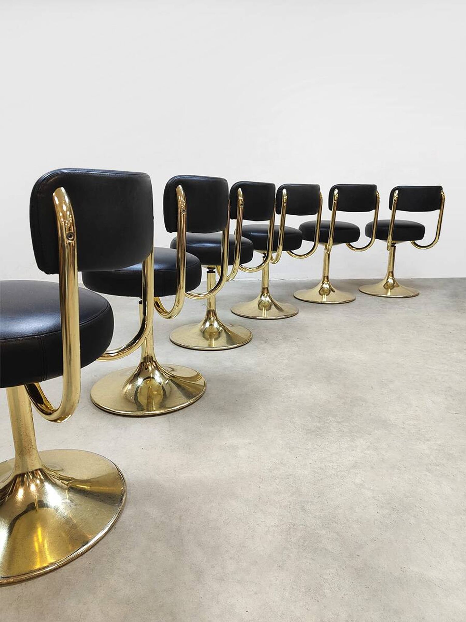 Vintage Swedish design brass low stools Borje Johanson