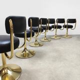 Vintage Swedish design brass low stools Borje Johanson