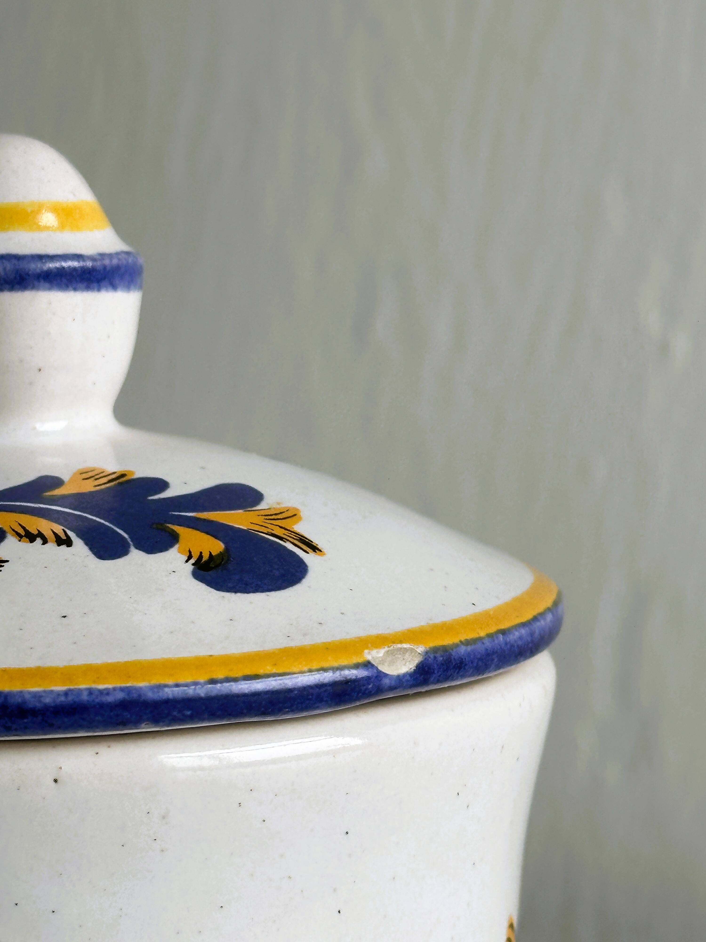 Hand-painted tobacco jar.