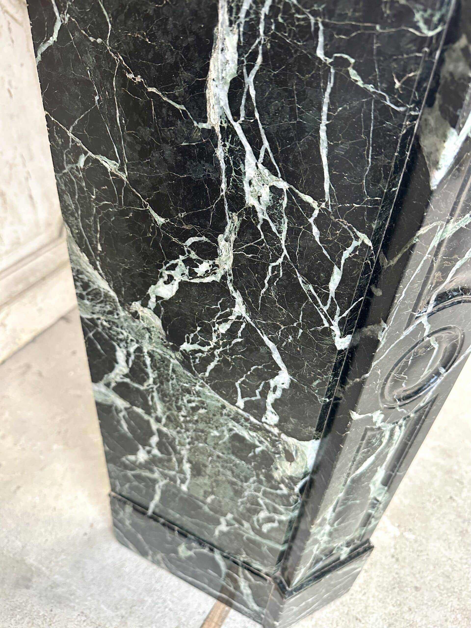 Louis XV style fireplace in green marble, 1900s