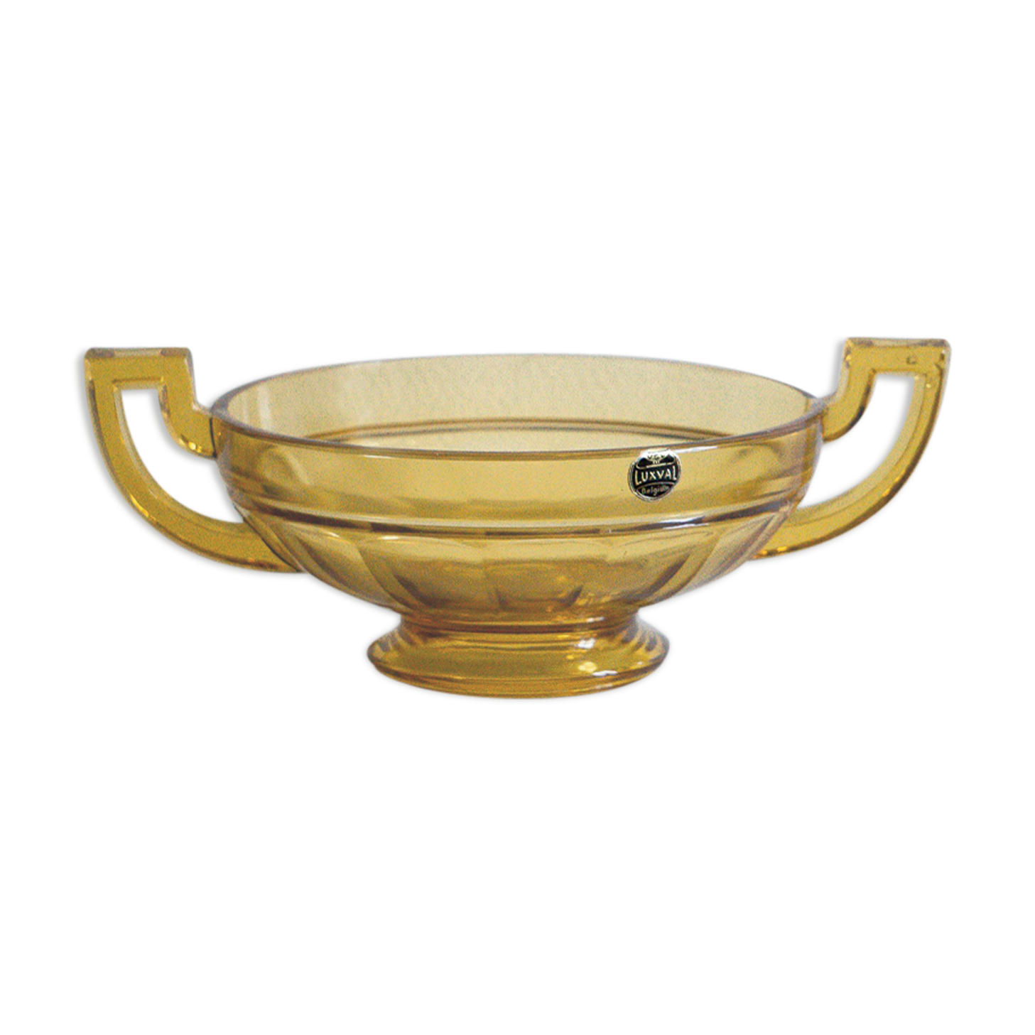 Coupe Noémie Art Déco en cristal Val Saint Lambert 1935, couleur topaze