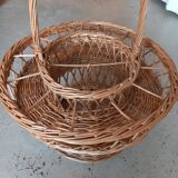 Wicker basket for glasses and bottles. Vintage