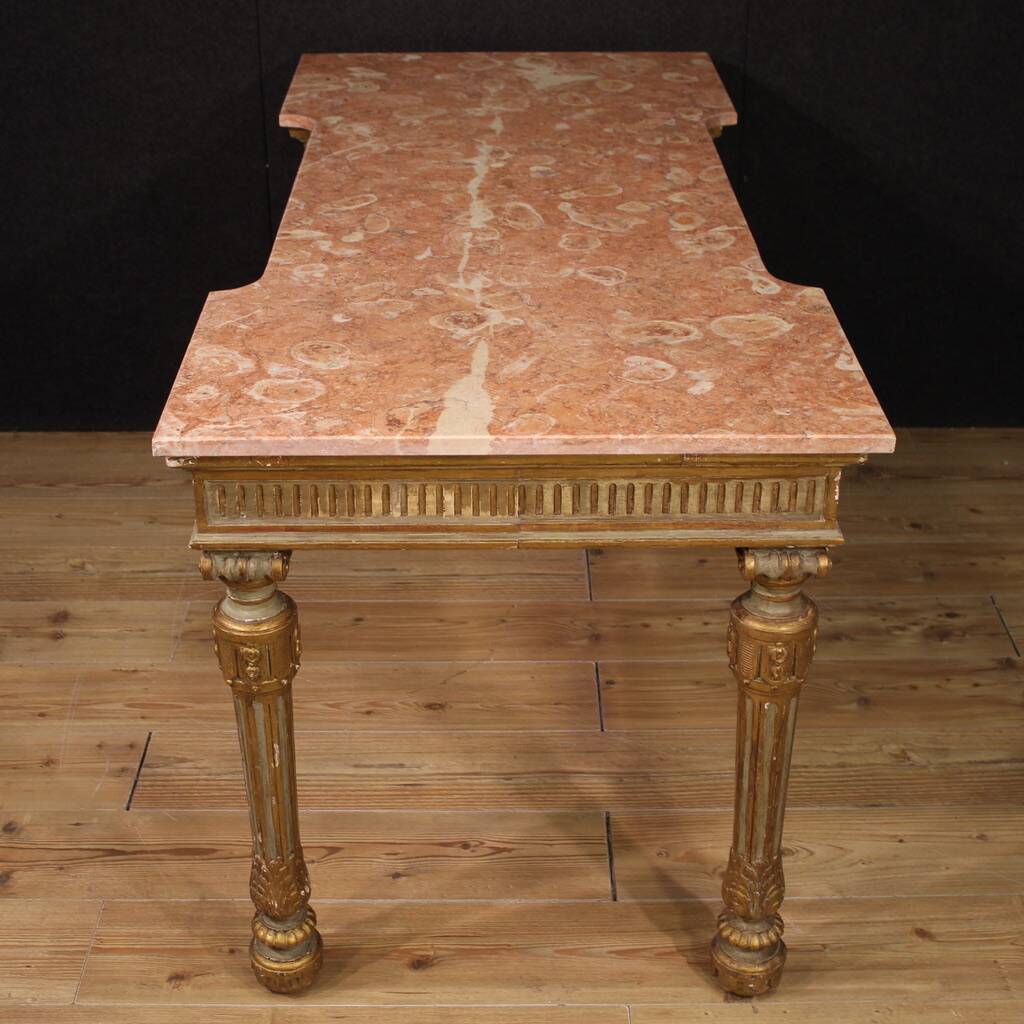 20th century Italian lacquered console table with marble top