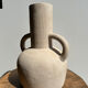 Handmade terracotta vase painted in beige with double handles h:32 d:25