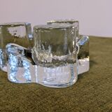 Brutalist cut glass candle holder