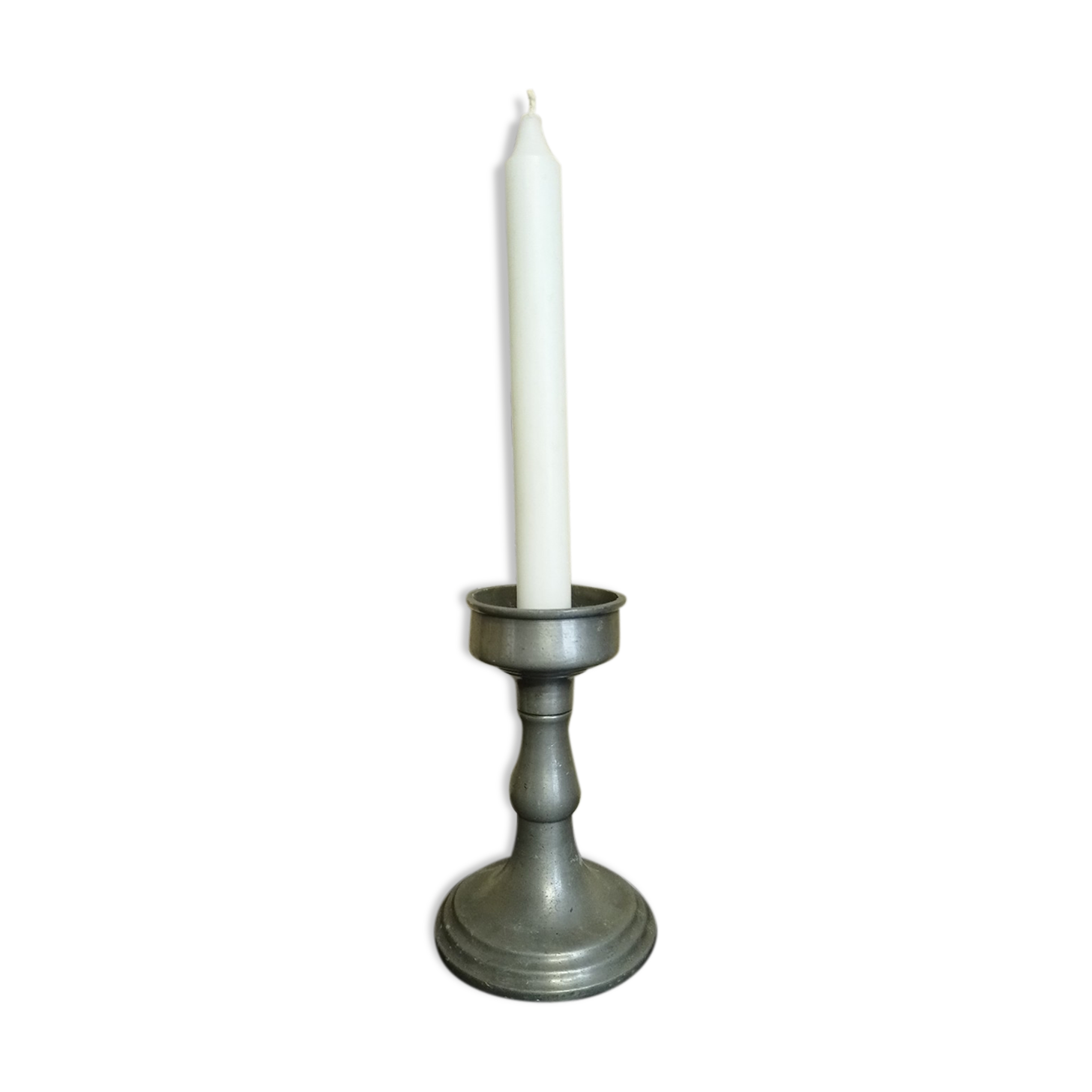 Pewter candle holder