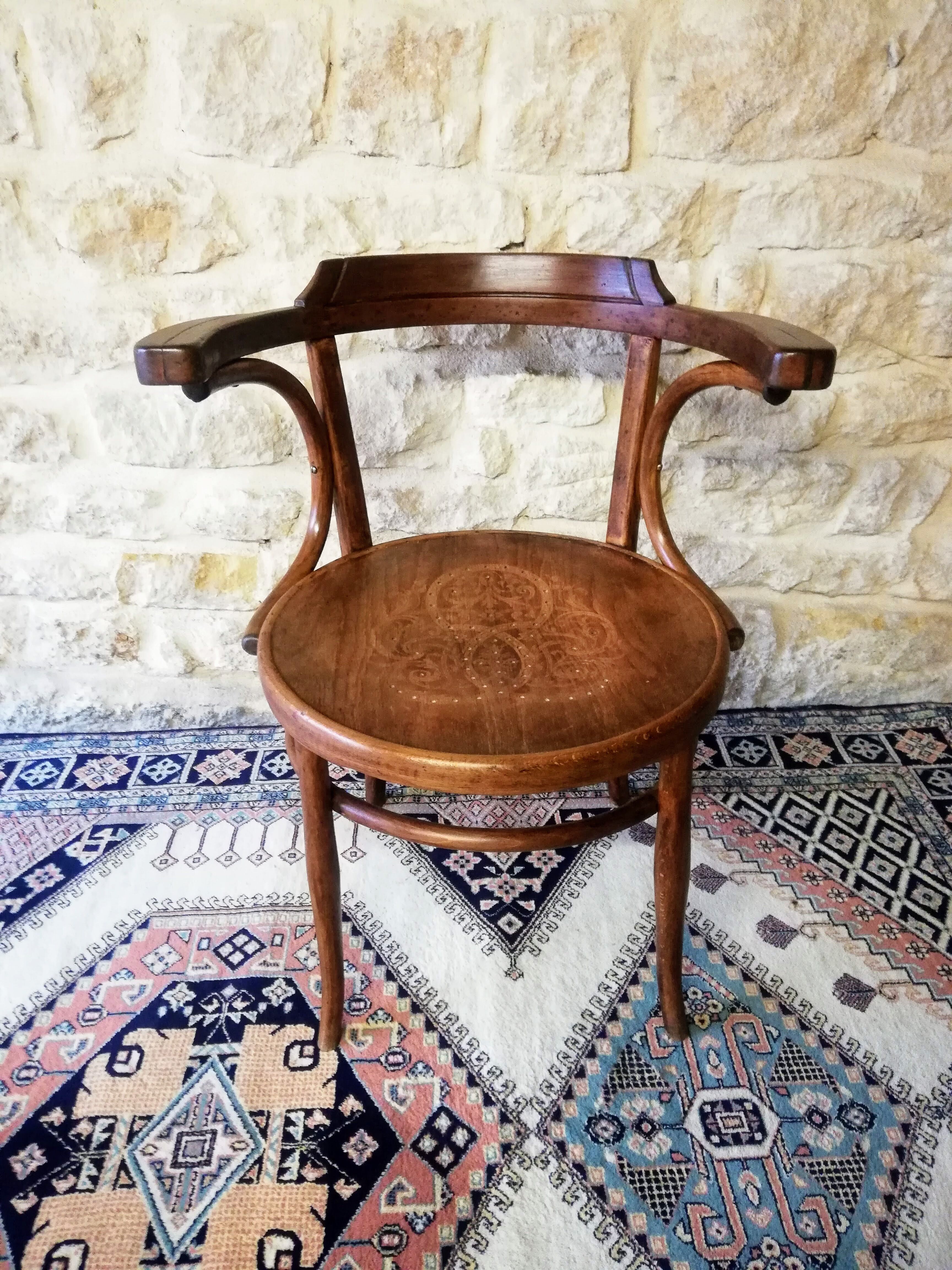 Vintage office chair J&J Kohn 1890 (label and stamp)