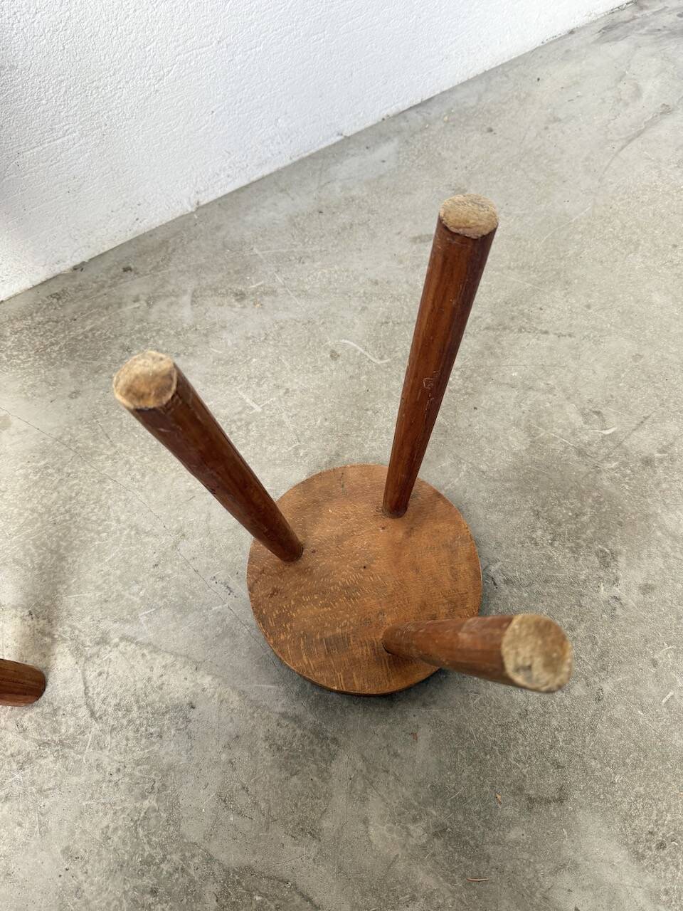 3 free-form oak tripod stools