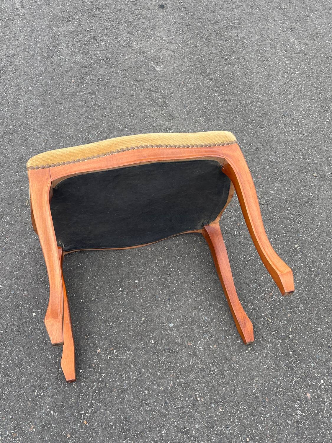 Louis XV style wooden and velvet footrest