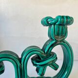 Pair of Vallauris candlesticks in woven ceramic