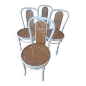 4 chaises en rotin blanc