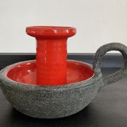 Bougeoir vintage en terre cuite émaillée années 70