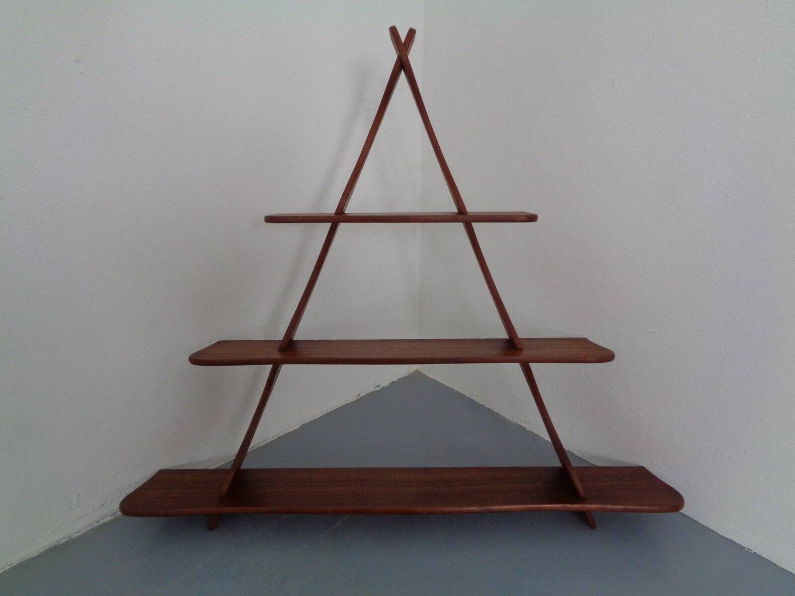 Mid-Century Triangular Teak Wall Shelf, Germany, 1960s