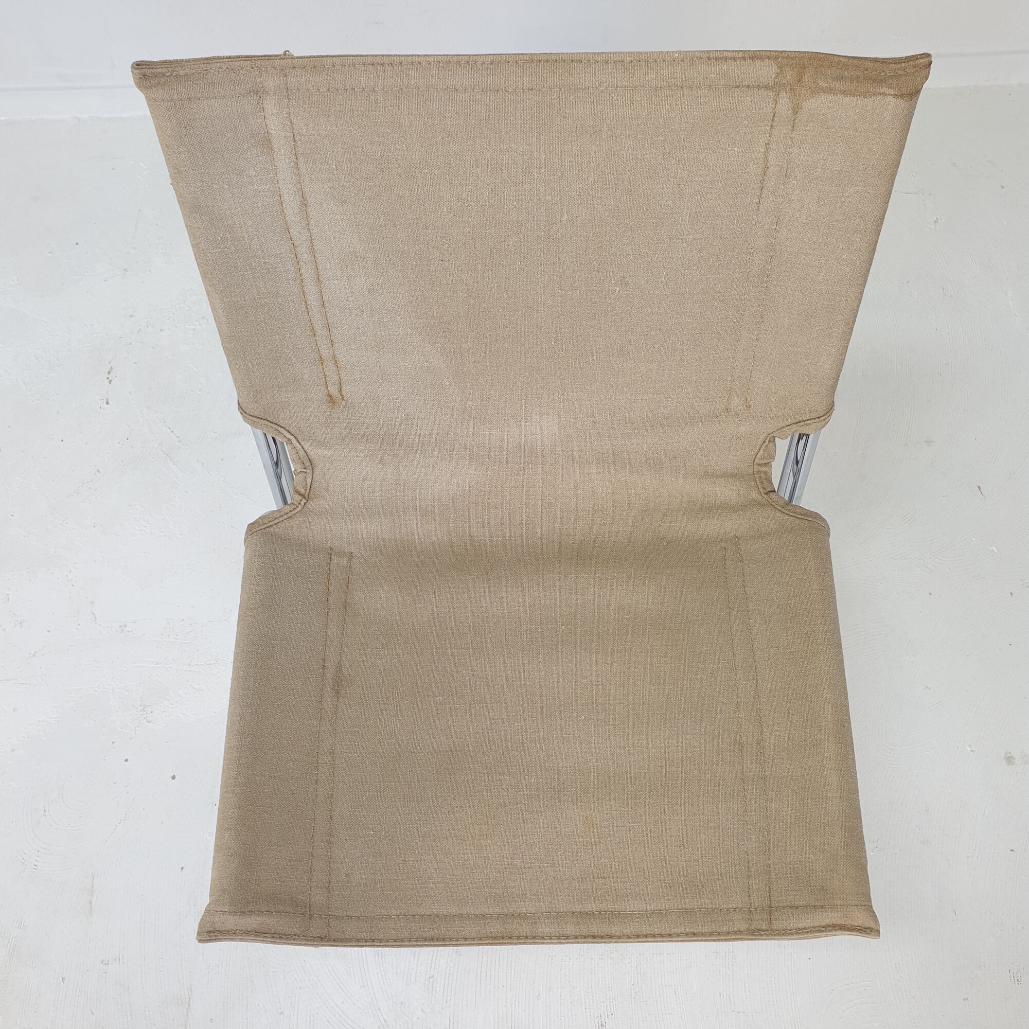 Set of 2 italian canvas and chromed metal chairs, 1970's