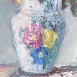 Painting oil on canvas bouquet of flowers signed b. rabel