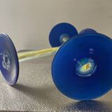 Duo of vintage Kosta Boda candlesticks in glass paste