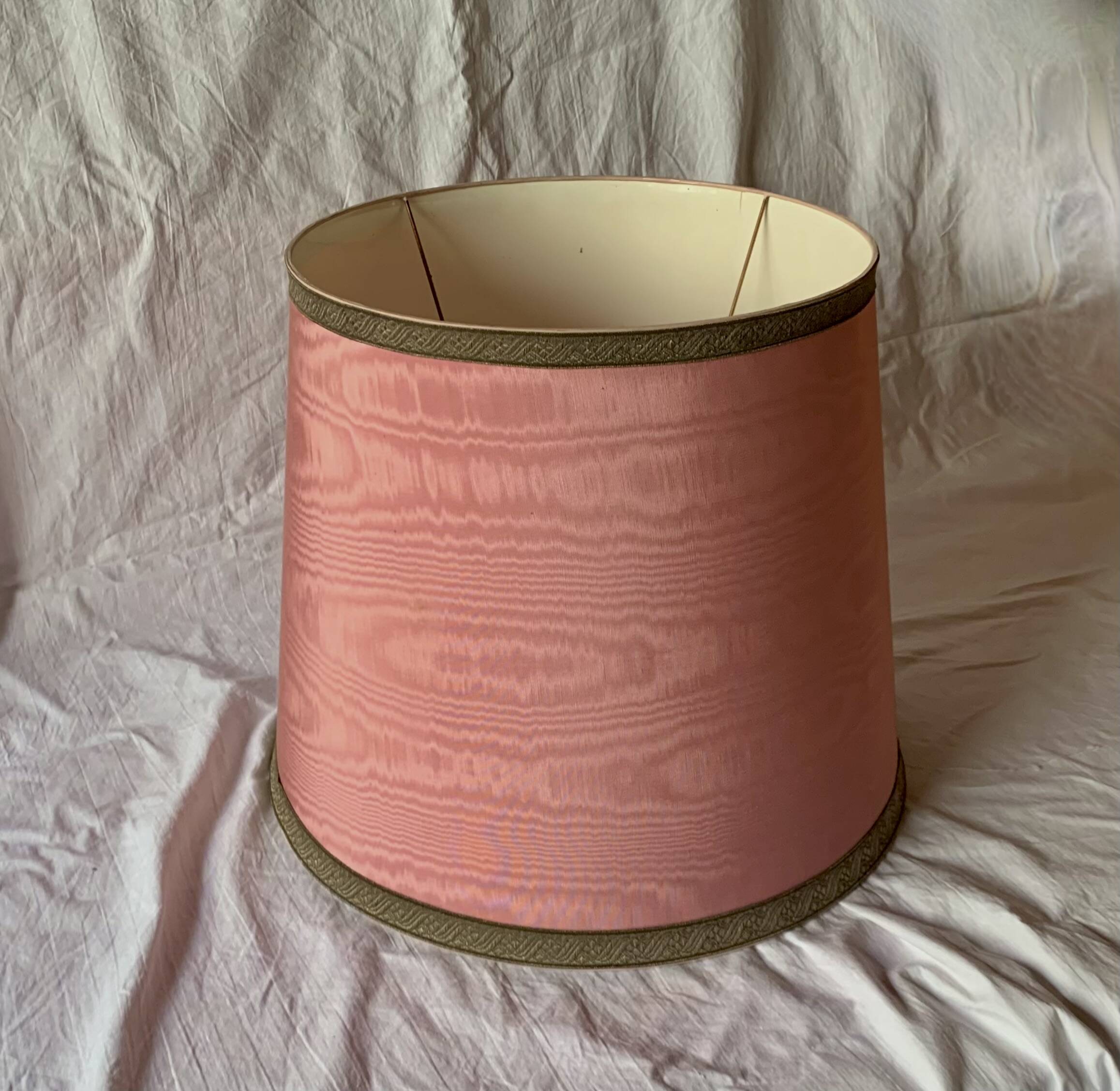Large Vintage Pink Silk Lampshade - 40 x 34 cm