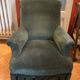 Napoleon III toad armchair, upholstered in fir green velvet, antique