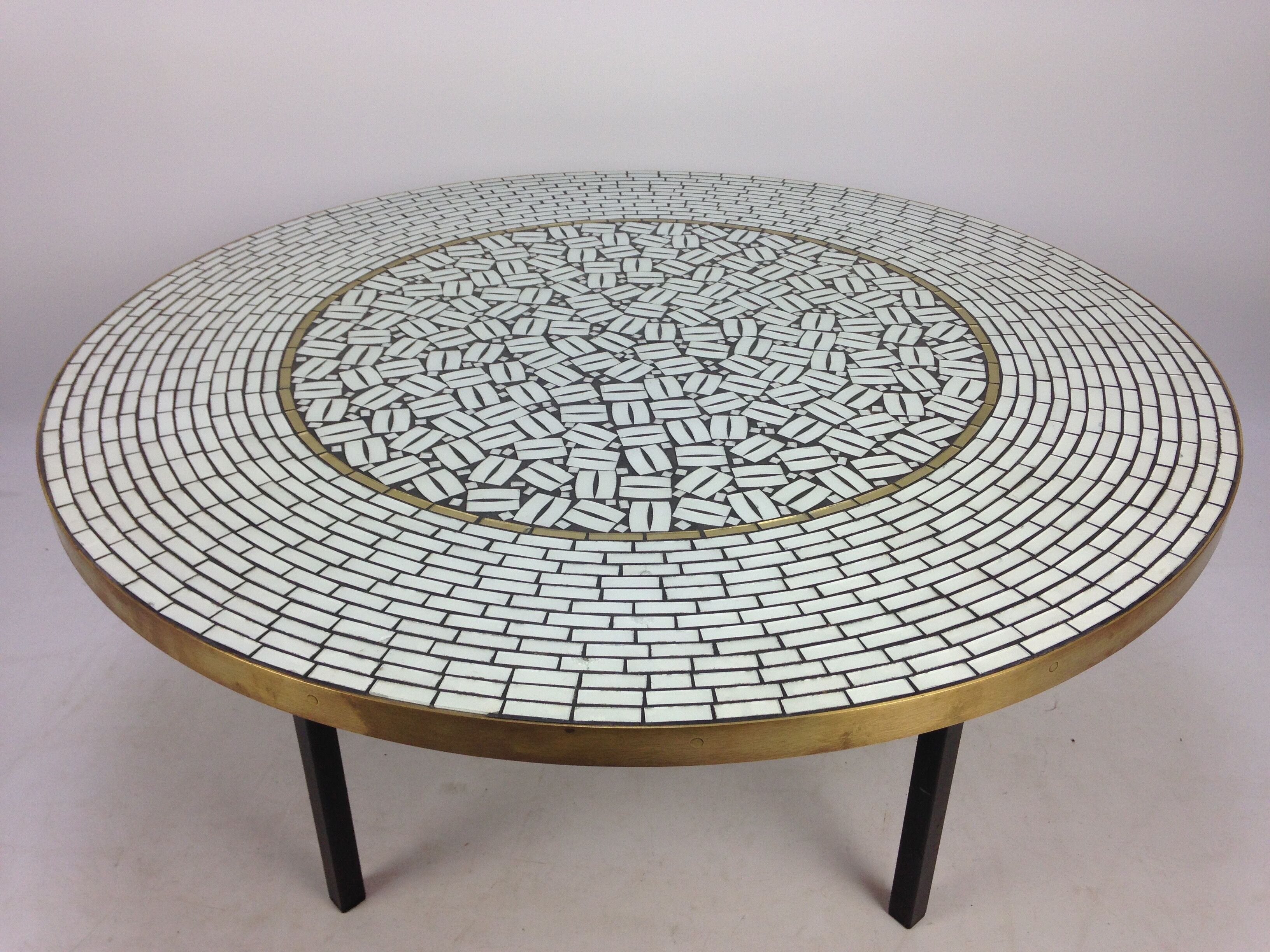 Large Round Mosaic Coffee Table by Berthold Muller, 1950s