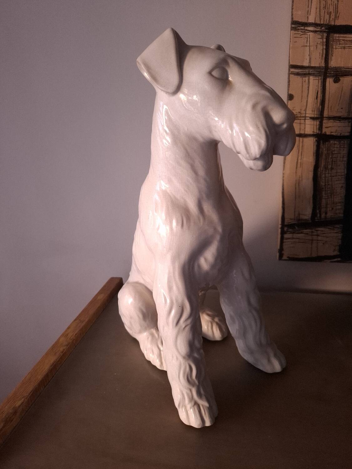 Fox Terrier Cracked Ceramic Dog