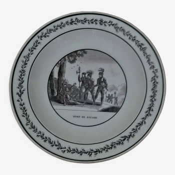 Earthenware plate Montereau 1825 hollow mark Mau N°10 death of Bayard