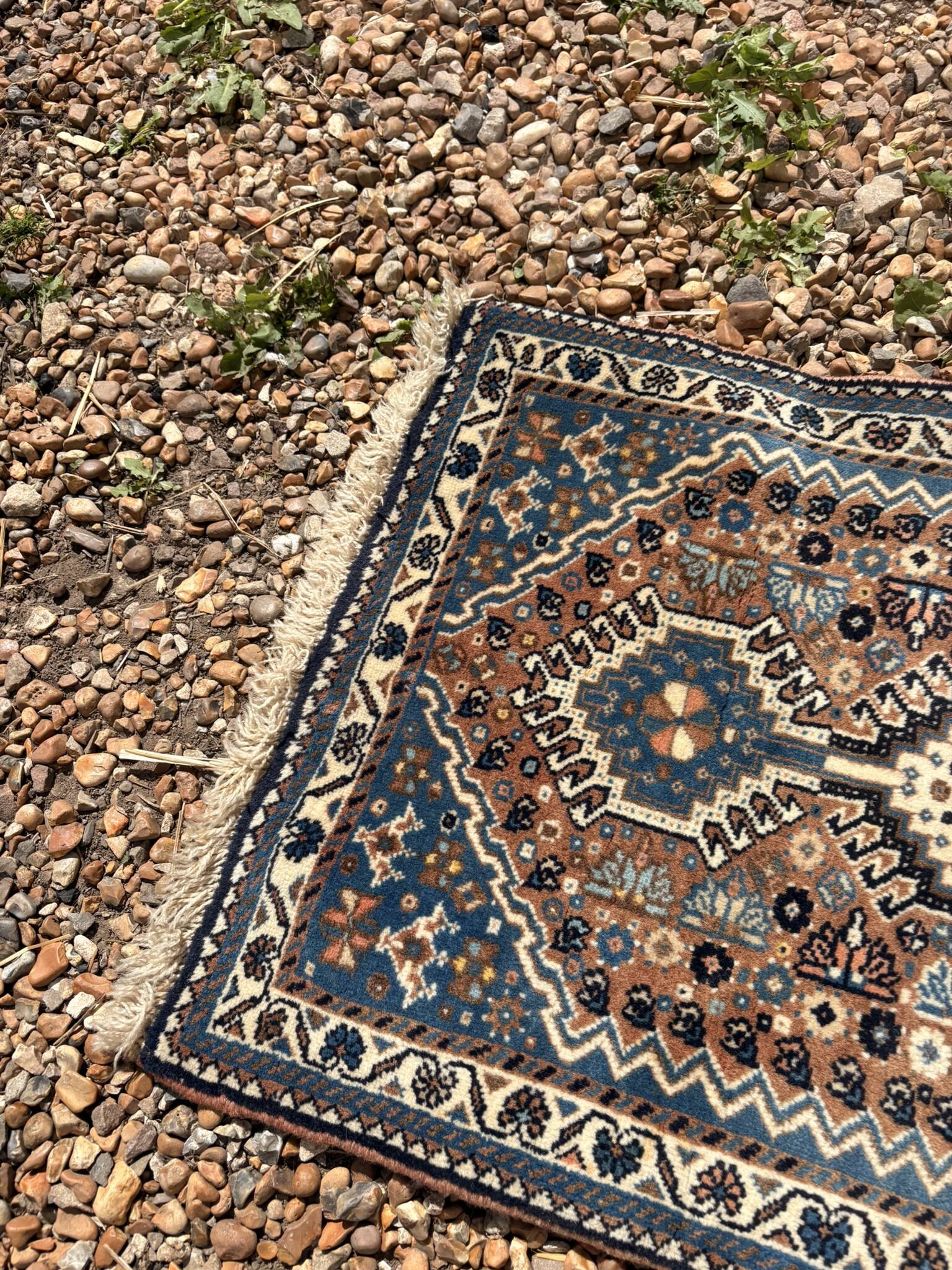 Antique Persian Carpet Chiraz Abadeh Qashqai Ghashga'i Ethnicity 83x53