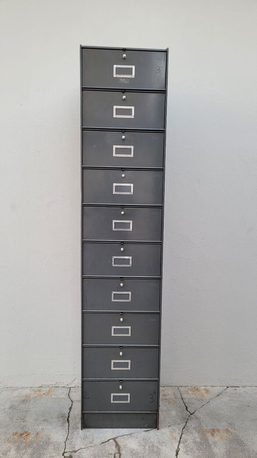 Metal locker cabinet Ronéo 1950 industrial