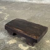 Small stool, black solid teak accent stool wabi-sabi L30 W8.5 H6.