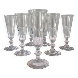 Set of 7 Baccarat crystal champagne flutes